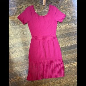 Sandro burgundy stretchy skater dress